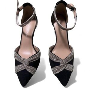 Kelly & Katie Elegant Black and Silver Women's Heels